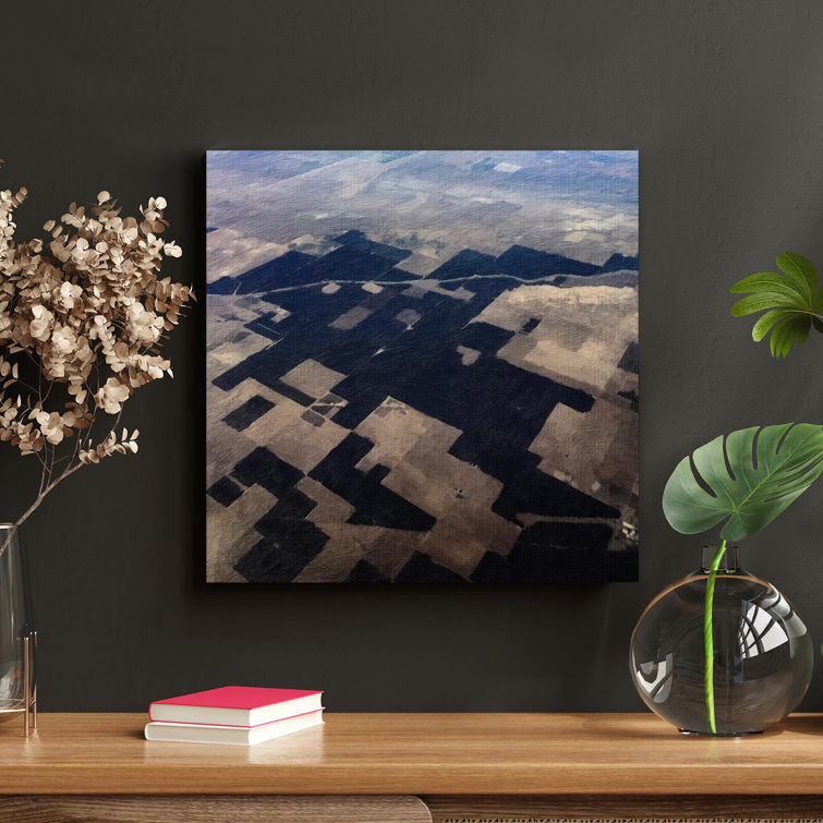 Red Barrel Studio® Blue And Gray Ceramic Tile Flooring Wrapped Canvas